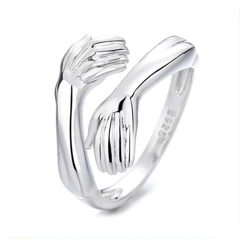 Two Hands Embrace Joint Ring Love's Two Hands Embrace Ring Jewelry Opening Women's Style