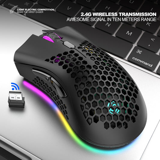 Wireless Gaming Mouse 7 Button 1600 DPI Adjustable RGB Backlit Rechargeable Mouse Lightweight