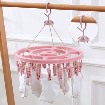 Windproof Plastic Clothes Drying Rack Household Round Clothespin Balcony Underwear Socks Drying Clip Baby Clothes Hanger Drying Rack