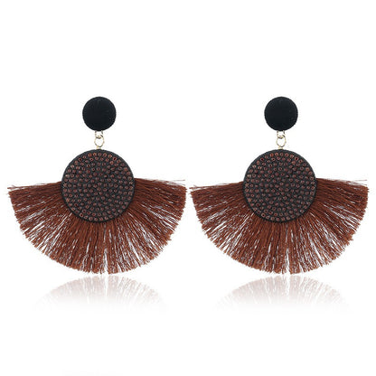 Exaggerated Round Diamond Tassel Earrings