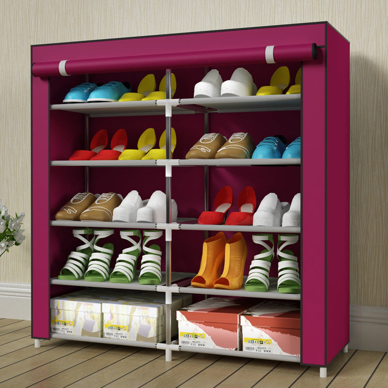 Simple Multi-Storey Home Dormitory Double-Row Cabinets Increase Capacity Economical Dust-Proof Storage Assembly Shoe Rack