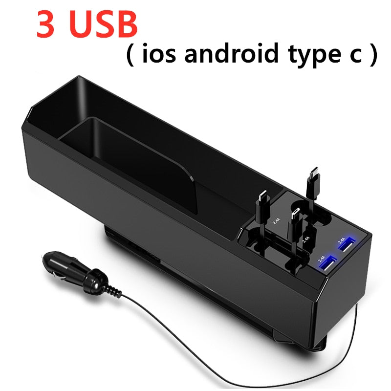 Fast Charging Car Seat Crevice Storage Box Seat