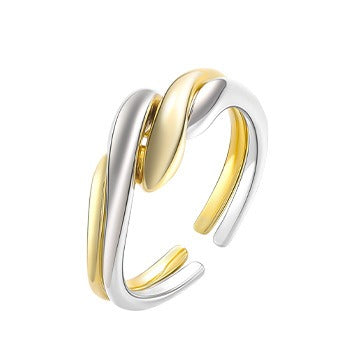 S925 Silver Ring Women's Irregular Water Ripple Open Combination Open Ring ins Simple Style Jewelry