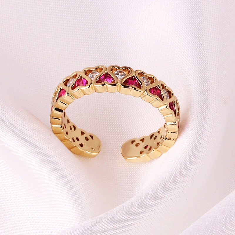 Coloful Rectangular Zircon Prayer Hand Rings