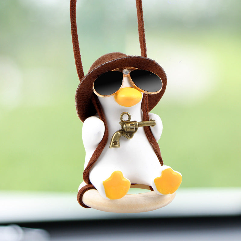 Cute Duck Car Pendant Swinging Autumn Car Rearview Mirror