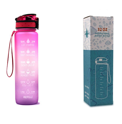 Tritan Water Bottle With Time Marker Bounce Cover Motivational Water Bottle