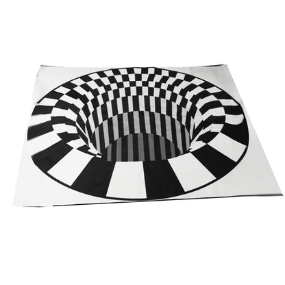 3D Vortex Carpet Black White Grid Bottomless Hole