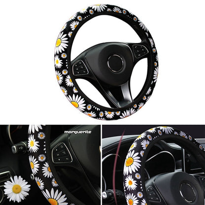 Cute Daisy Flower Car Interior Decoration Knitted Steering Wheel Cover