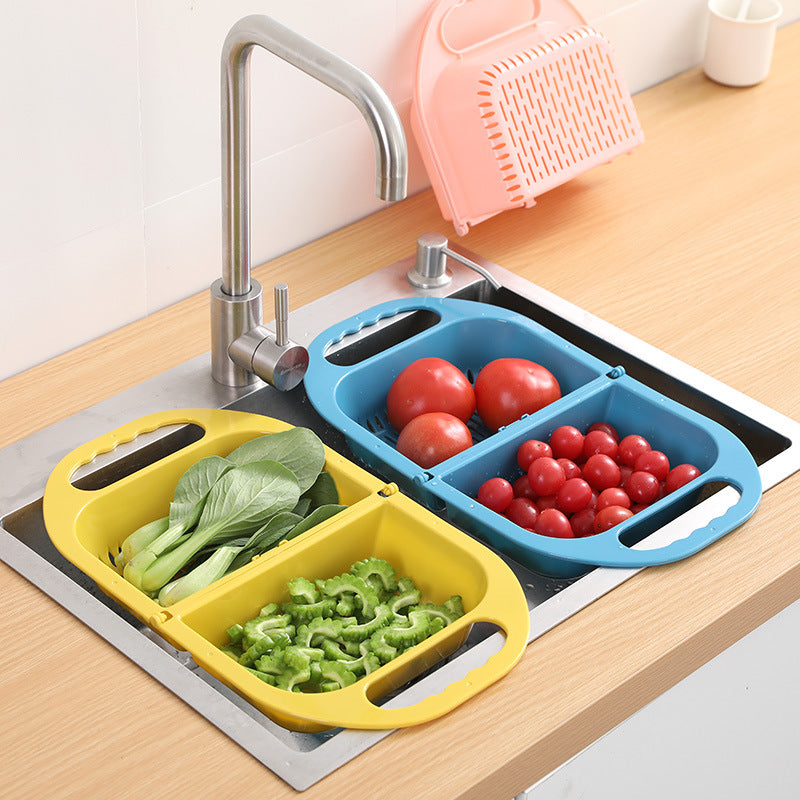 Foldable Plastic Vegetable Washbasin Amoy Vegetable Basin Rectangular Drain Basket