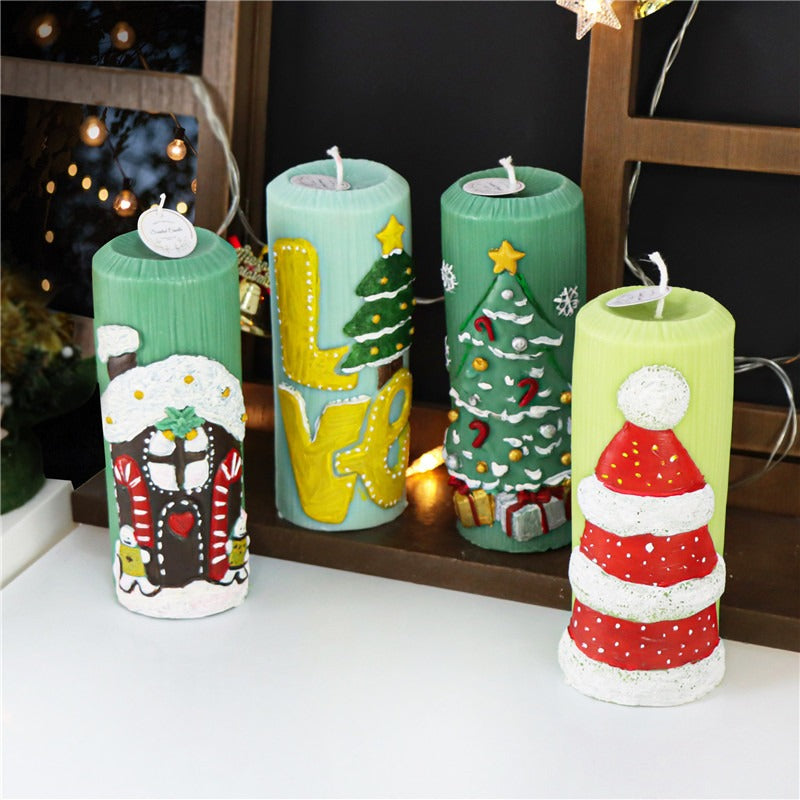 8 Nordic style Christmas Santa Claus pillar candle