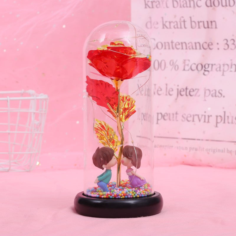 Enchanted Forever Rose Flower in Glass LED Light