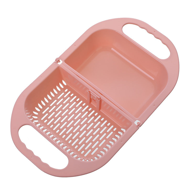 Foldable Plastic Vegetable Washbasin Amoy Vegetable Basin Rectangular Drain Basket