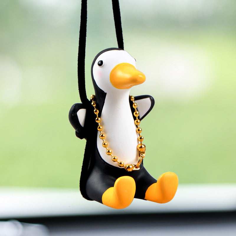 Cute Duck Car Pendant Swinging Autumn Car Rearview Mirror