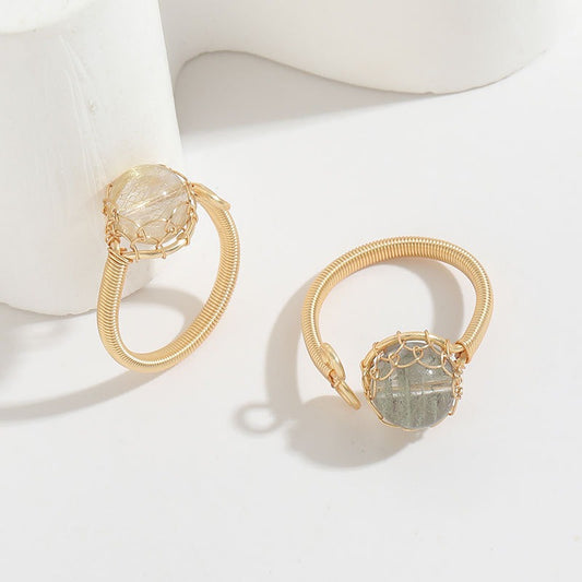 European and American Natural Stone Ring