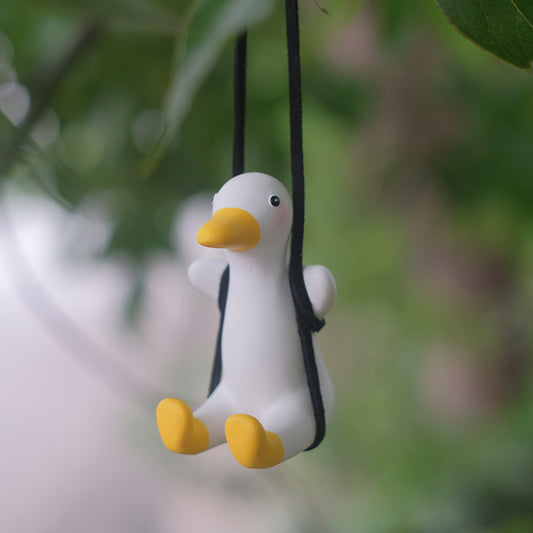 Cute Duck Car Pendant Swinging Autumn Car Rearview Mirror