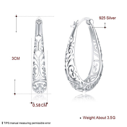 S925 Earring Antique Hollow out Sterling Silver Earring Jewelry