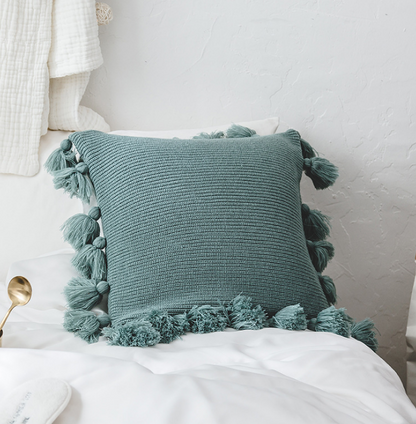 Bohemian Knitted Cushion Cover with Fringe