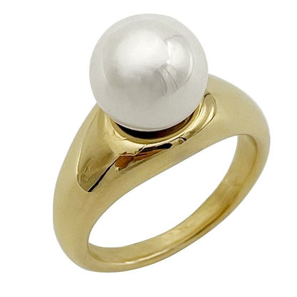 Stainless steel women's niche cold and personalized fashion retro pearl ring