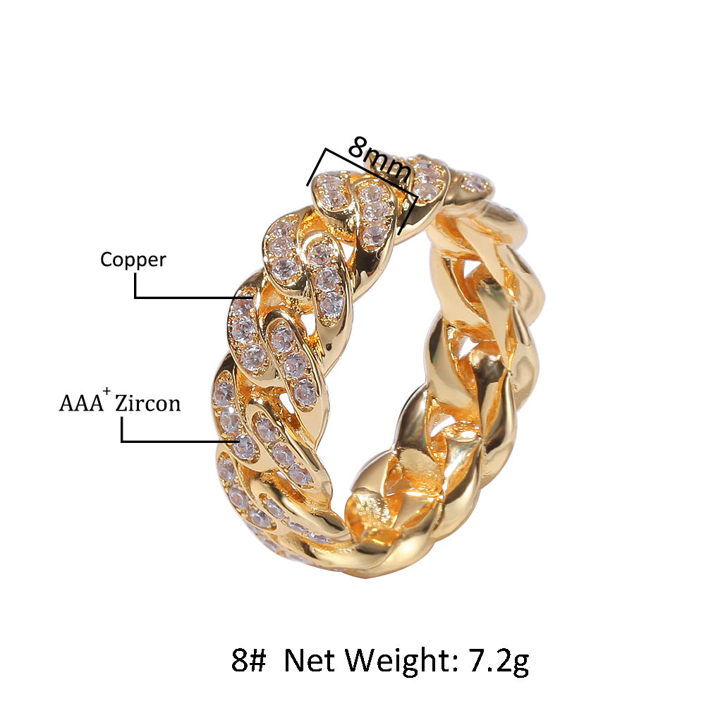 Hip Hop Zirconia Cuban Chain Ring