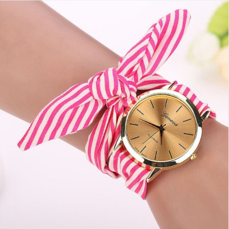 Trendy Fashion Personality Non-buckle Hand Tie Flower Band Watch