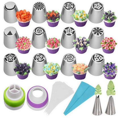 22pcs/Set Russian Tulip Icing Piping Nozzles Stainless Steel Flower