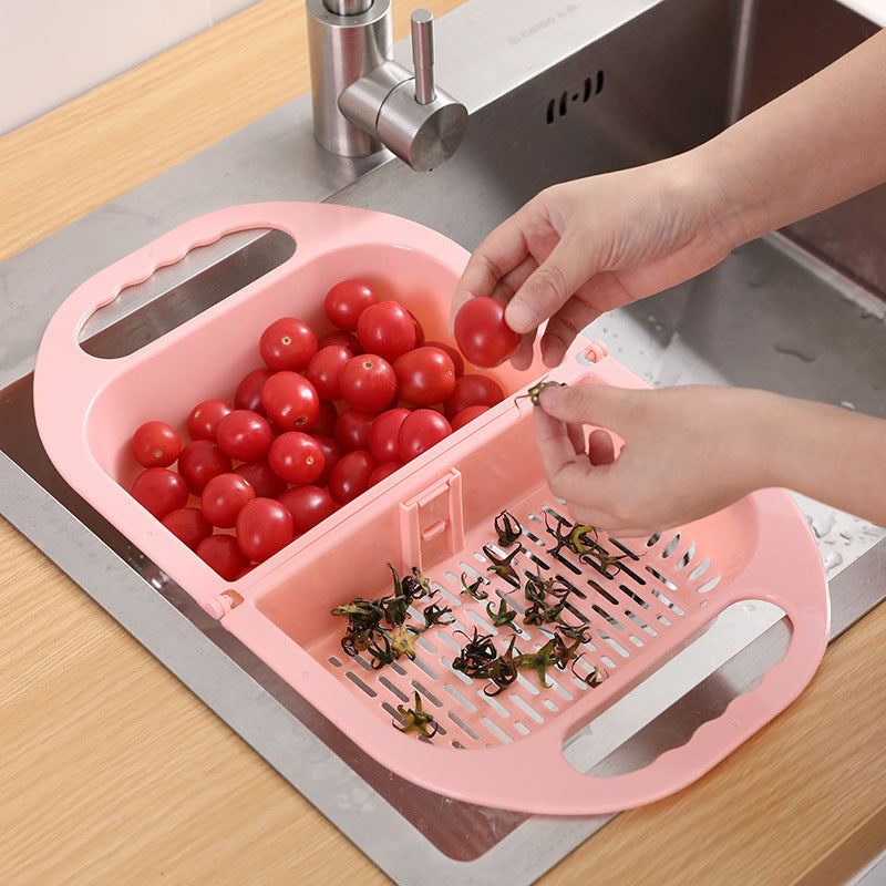 Foldable Plastic Vegetable Washbasin Amoy Vegetable Basin Rectangular Drain Basket