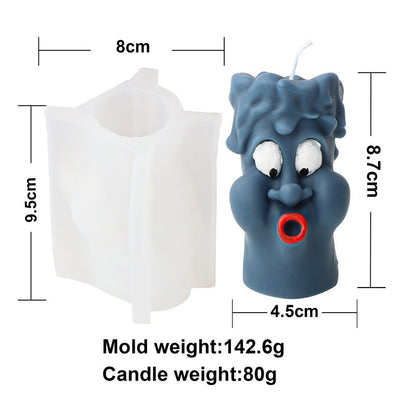 Silicone mold Halloween funny expression candle mold cylindrical happy and angry smiling face aromatherapy plaster model