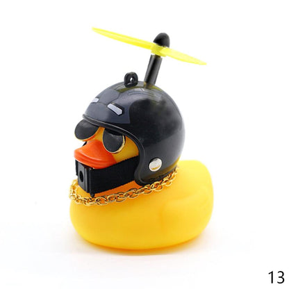 Car Duck with Helmet Broken Wind Small Yellow Duck Road Bike Motor