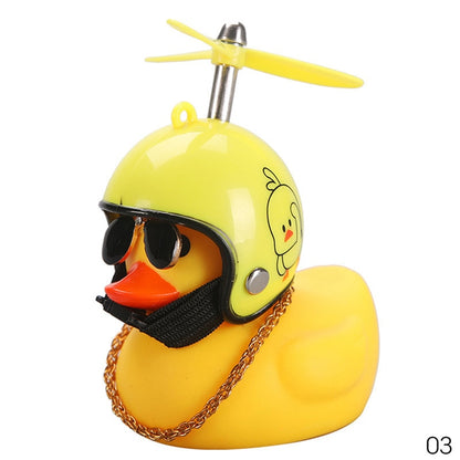 Car Duck with Helmet Broken Wind Small Yellow Duck Road Bike Motor