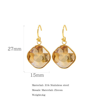 Square Zirconia Multicolor Earrings Gold Stud Earrings Earrings Earrings Jewelry