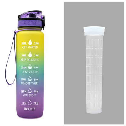 Tritan Water Bottle With Time Marker Bounce Cover Motivational Water Bottle