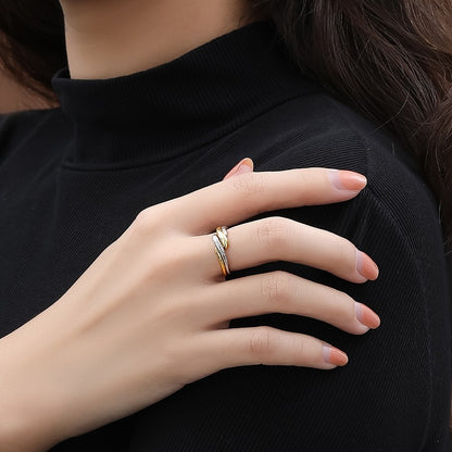 S925 Silver Ring Women's Irregular Water Ripple Open Combination Open Ring ins Simple Style Jewelry