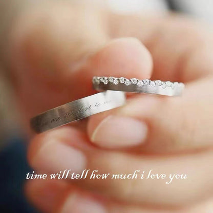 S925 Silver Couple Rings For Men And Women a Pair Of Touch Of Heart Fashion English Letters Ring Opening Adjustable