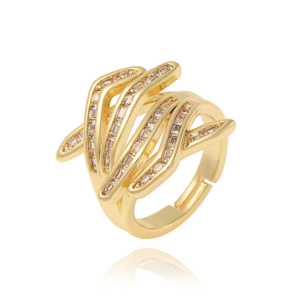 Coloful Rectangular Zircon Prayer Hand Rings