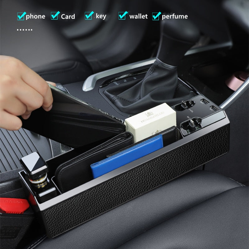 Fast Charging Car Seat Crevice Storage Box Seat