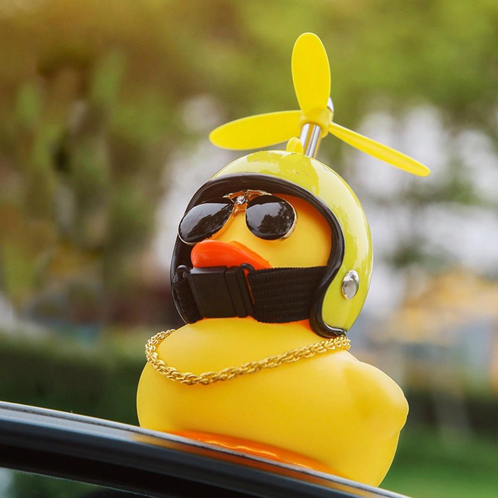 Car Duck with Helmet Broken Wind Small Yellow Duck Road Bike Motor