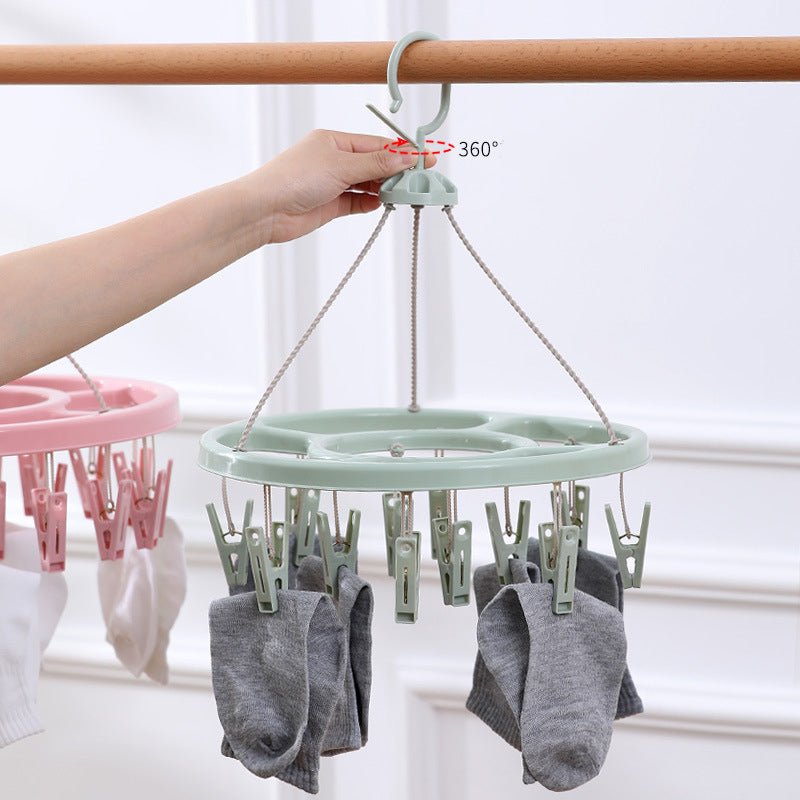 Windproof Plastic Clothes Drying Rack Household Round Clothespin Balcony Underwear Socks Drying Clip Baby Clothes Hanger Drying Rack