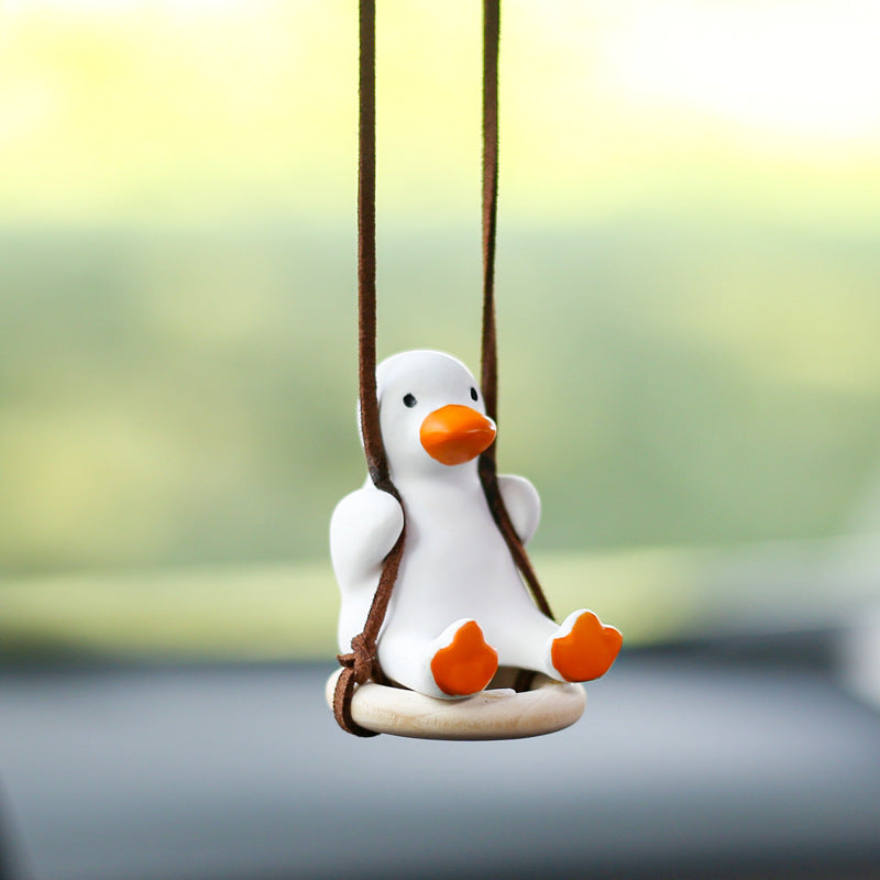 Cute Duck Car Pendant Swinging Autumn Car Rearview Mirror