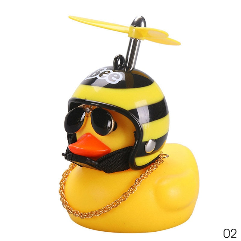 Car Duck with Helmet Broken Wind Small Yellow Duck Road Bike Motor