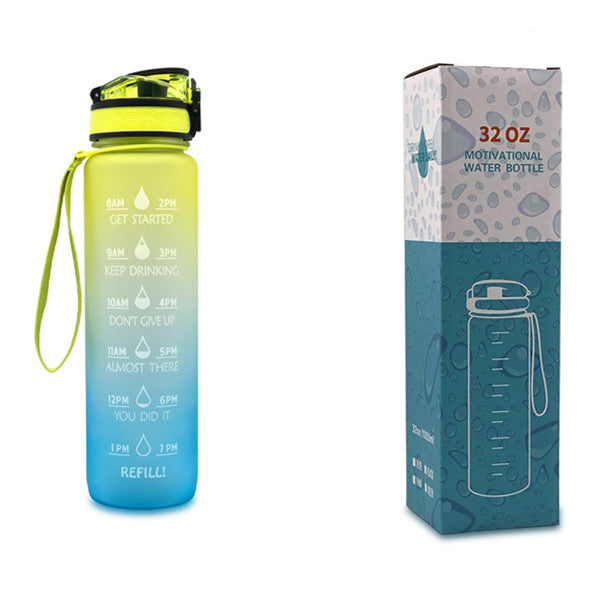 Tritan Water Bottle With Time Marker Bounce Cover Motivational Water Bottle