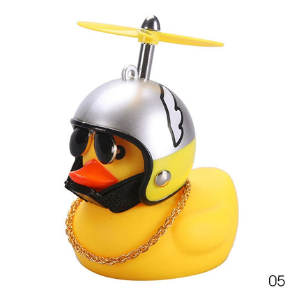 Car Duck with Helmet Broken Wind Small Yellow Duck Road Bike Motor