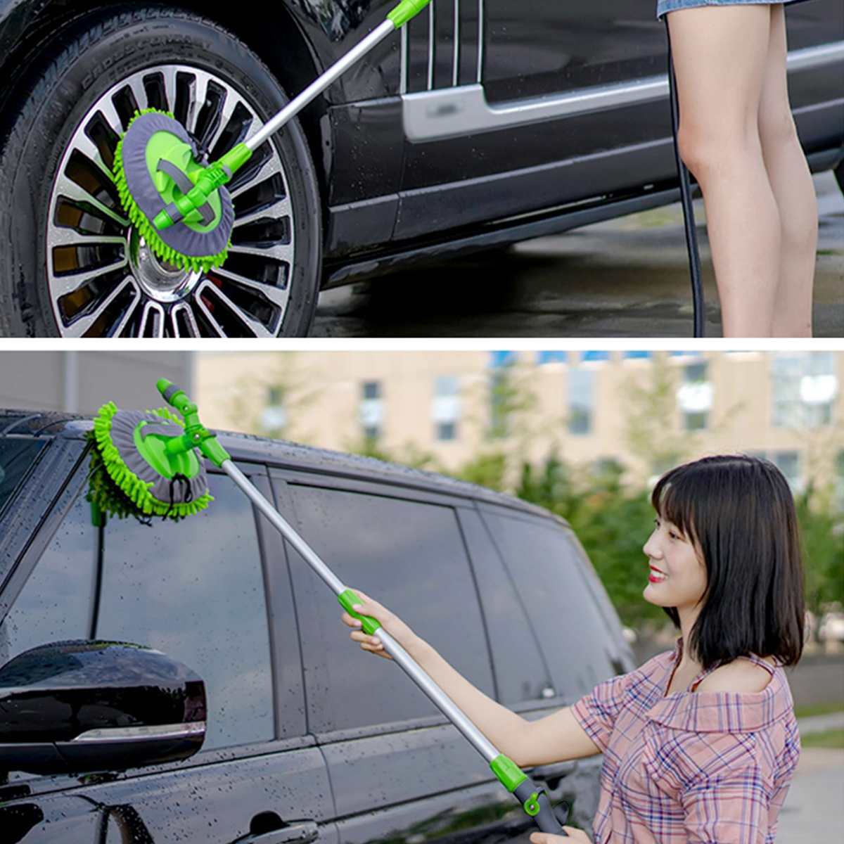 Car Wash Mop Mitt with Long Handle Chenille Microfiber Car Wash