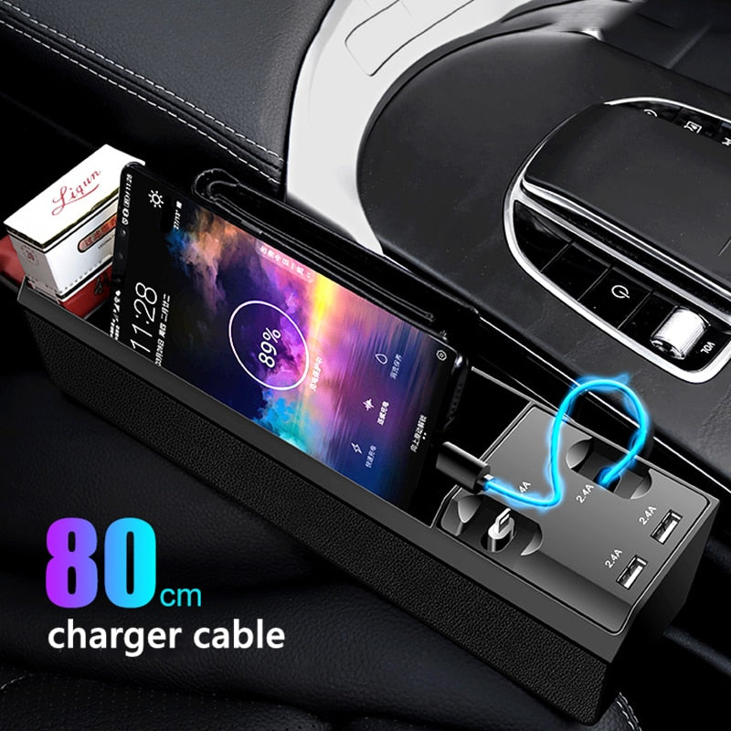 Fast Charging Car Seat Crevice Storage Box Seat