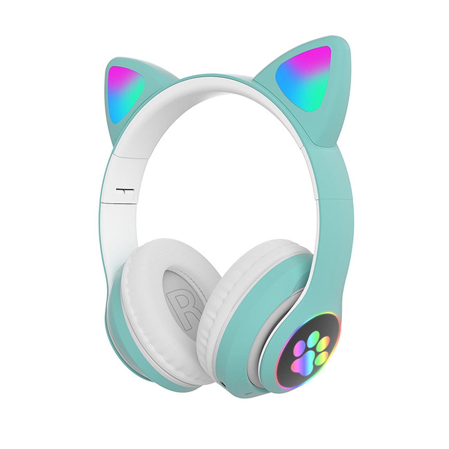 STN-28 Over Ear Music Headset Glowing Cat Ear Headphones Foldable Wireless BT5.0 Earphone with Mic LED Lights for PC Phone