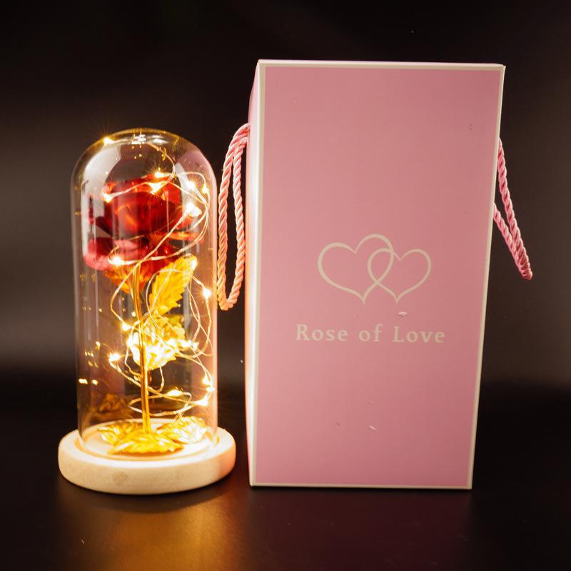 Enchanted Forever Rose Flower in Glass LED Light