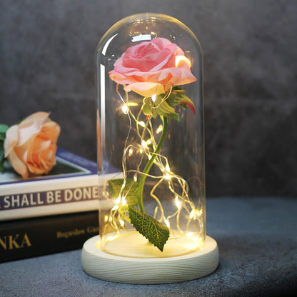 Enchanted Forever Rose Flower in Glass LED Light