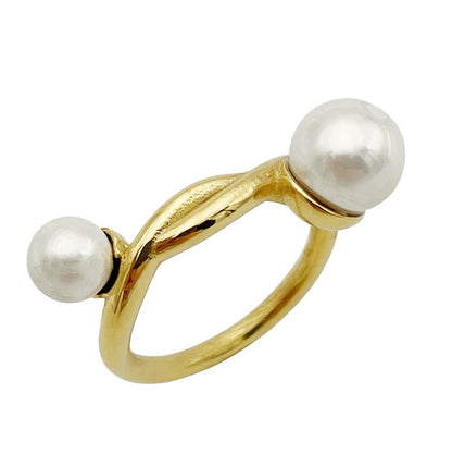 Stainless steel women's niche cold and personalized fashion retro pearl ring