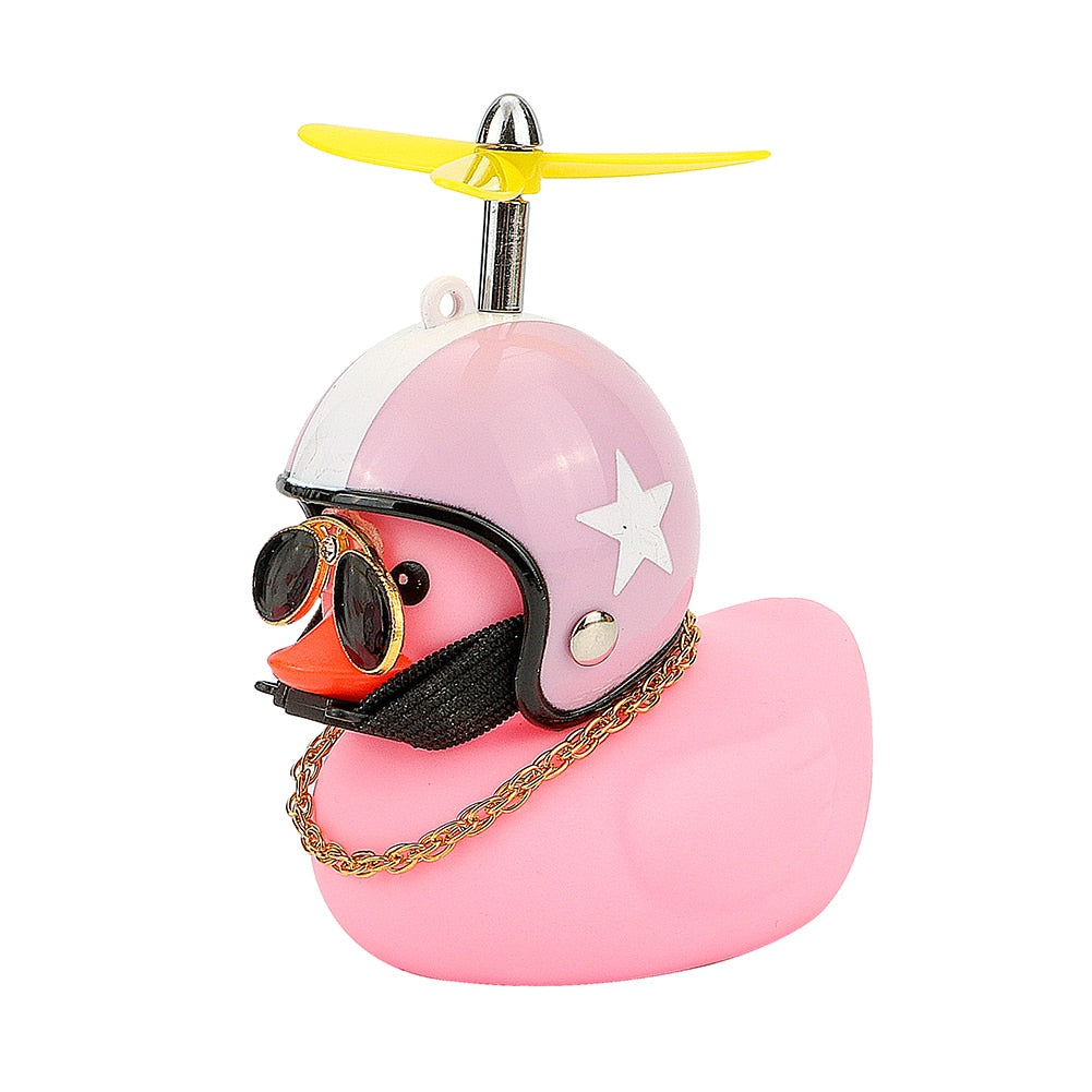 Car Duck with Helmet Broken Wind Small Yellow Duck Road Bike Motor