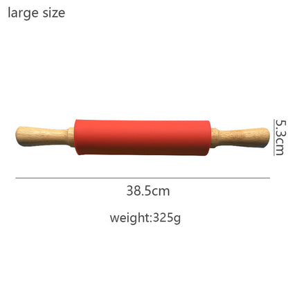 Wooden Handle Silicone Rolling Pin Rolling Pin Roller Flour Pin Small Medium And Large Household Baking Tools And Kitchenware