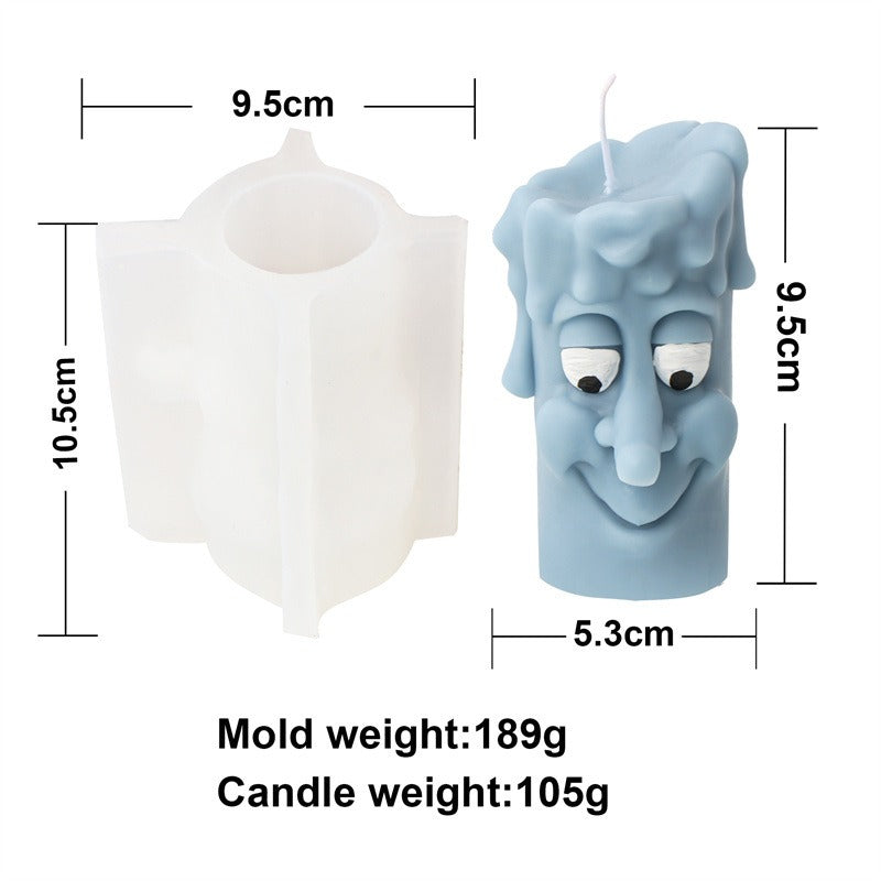 Silicone mold Halloween funny expression candle mold cylindrical happy and angry smiling face aromatherapy plaster model